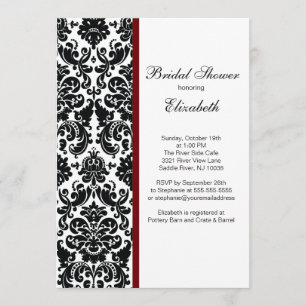 Damask Bridal Shower Invitación Merlot Red