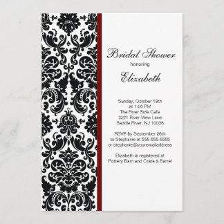 Damask Bridal Shower Invitación Merlot Red