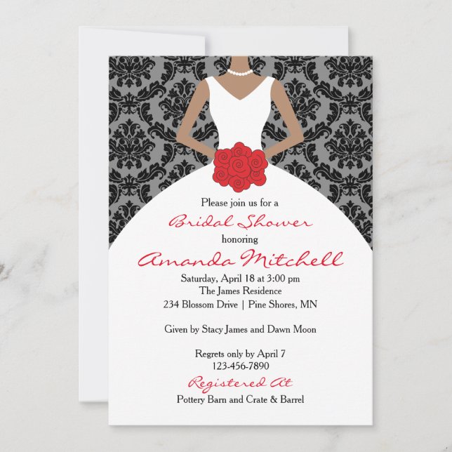 Damask Bride Bridal Shower Invitaciones de ducha d (Anverso)