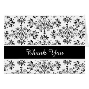 Damask Daisies Vintage Floral Gracias Tarjeta