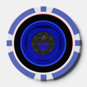 Damask de marco con estilo 500 Chips de póquer az