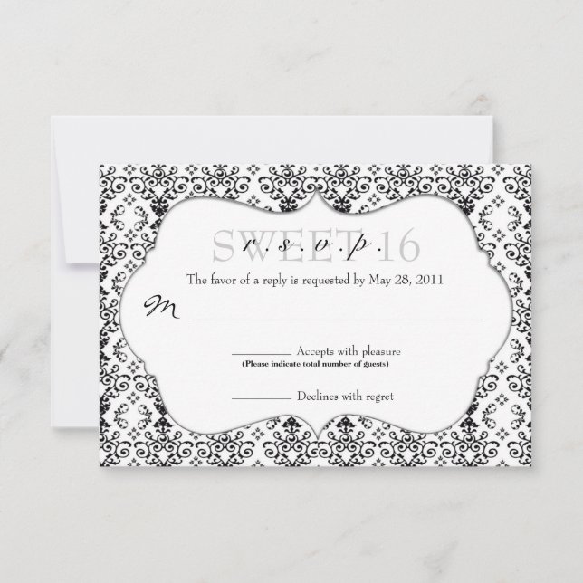 Damask de moda RSVP [blanco y negro] (Anverso)