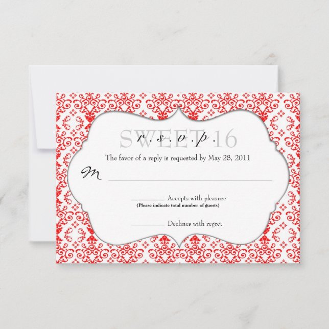 Damask de moda RSVP [rojo] (Anverso)
