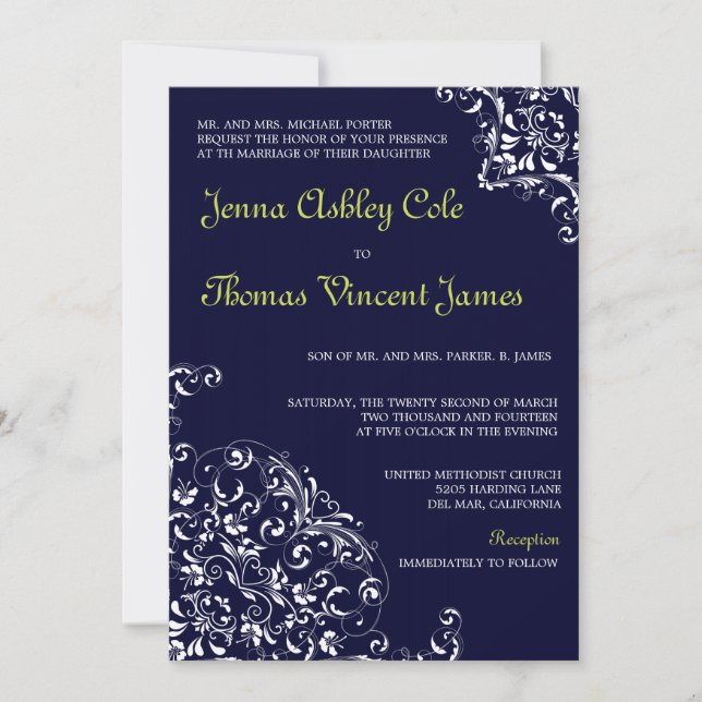 Damask Desire - invitación a la boda (Anverso)