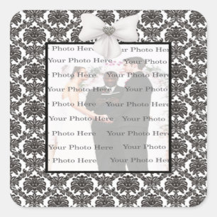 Damask Elegance Boda Pegatinas cuadrados