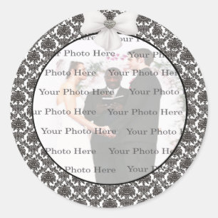 Damask Elegance Boda Pegatinas redondos