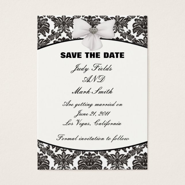 Damask Elegance Wedding Save The Date Cards (Frente)
