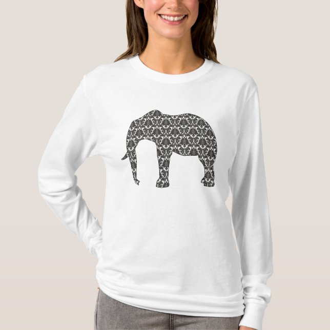 Damask Elephant Pattern Top de señora (Anverso)
