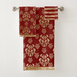 Damask Gold Red Elegant Bonito Moderna