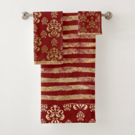 Damask Gold Red Elegant Bonito Moderno Stripe