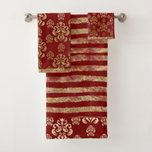 Damask Gold Red Elegant Bonito Moderno Stripe