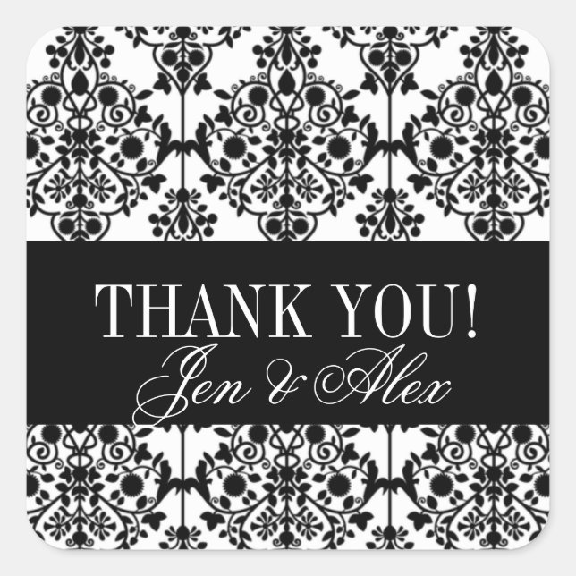 Damask Gracias A La Boda Favor Pegatinas (Anverso)