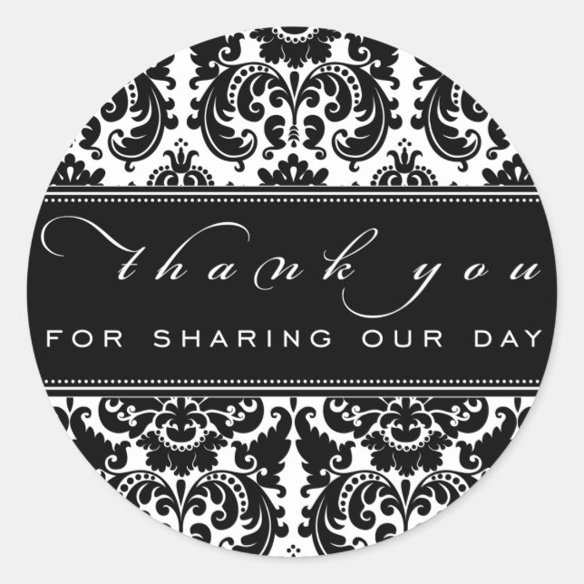 Damask Gracias Pegatina (Anverso)