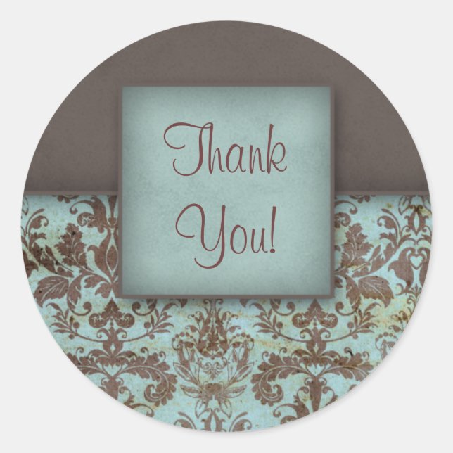 Damask Gracias Pegatinas (Anverso)