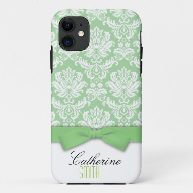 Damask Green Bow iPhone 5 Funda (Reverso)