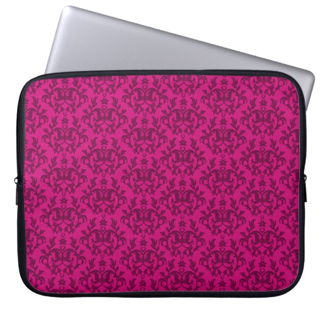 Damask "Kangaroo Paw" funda portátil rosa oscuro (Frente)