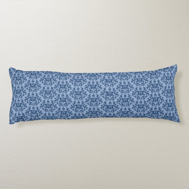 Damask Kangaroo Paws y la almohada larga azul del  (Reverso)