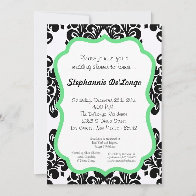 Damask Lace Fancy Elegant Baby Shower Invitaciones (Anverso)