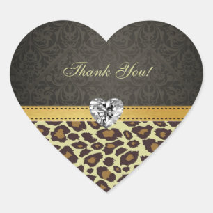 Damask Monogram Leopard Gracias Pegatinas