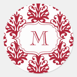 Damask Monograma Sellos para sobres Pegatinas Red