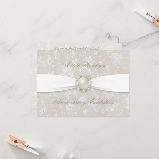 Damask Negrita Invitación para Bodas de 30 Anivers (Anverso/Reverso In Situ)