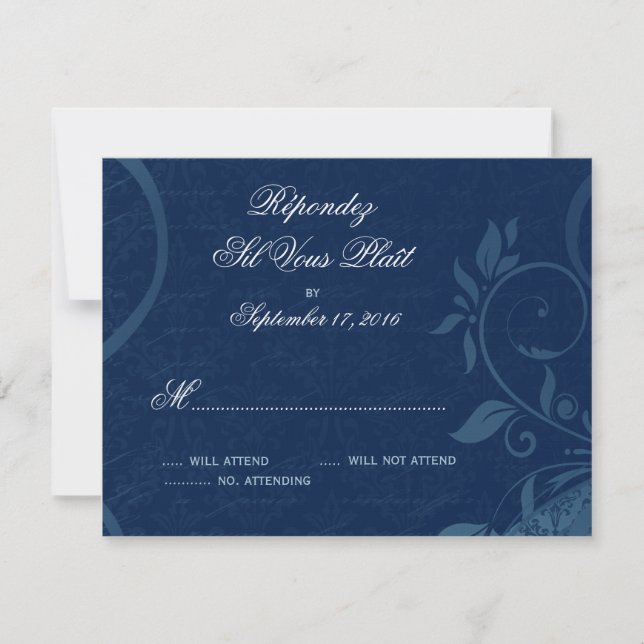 Damask Parisienne - Dark Sapphire Blue RSVP (Anverso)