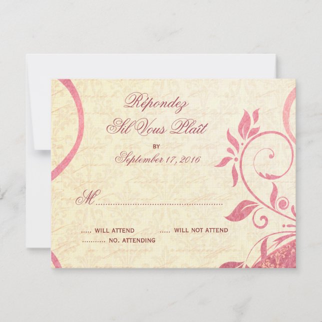 Damask Parisienne - Honeysuckle & Ivory RSVP (Anverso)