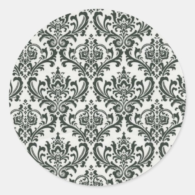 Damask Pegatinas blancos y negros (Anverso)