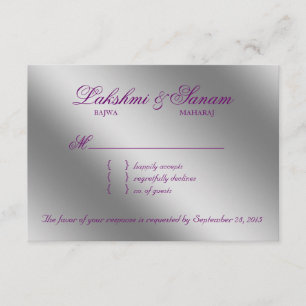 Damask RSVP Boda Responder Sparkle Purple Silver