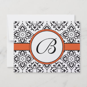 Damask Side Borders Naranja Trim Wedding RSVP