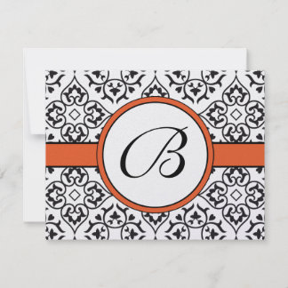 Damask Side Borders Naranja Trim Wedding RSVP