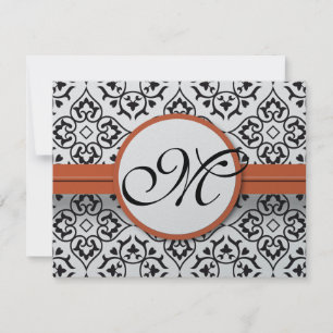 Damask Side Borders Naranja Trim Wedding RSVP