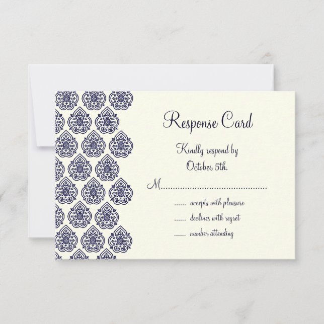 Damask Vintage RSVP (azul) (Anverso)