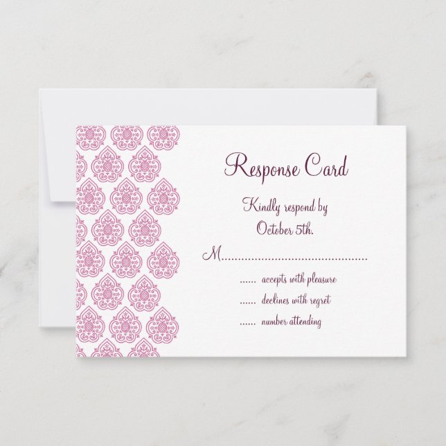 Damask Vintage RSVP (rosa) (Anverso)