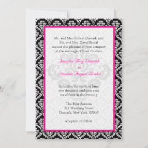 Damask Wedding Elegante plantilla Color blanco ros