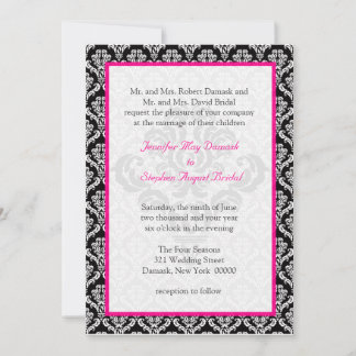 Damask Wedding Elegante plantilla Color blanco ros