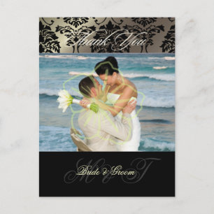 Damask Wedding Gracias Postales de fotos,