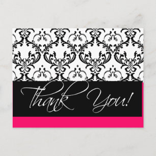 Damask Wedding Gracias Postales Pink