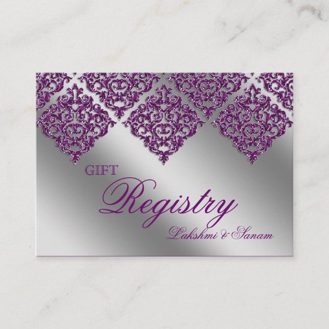 Damask Wedft Tarjeta de registro de regalo Purple  (Anverso)