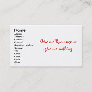 Dame Romance o no me das nada - tarjetas de visita