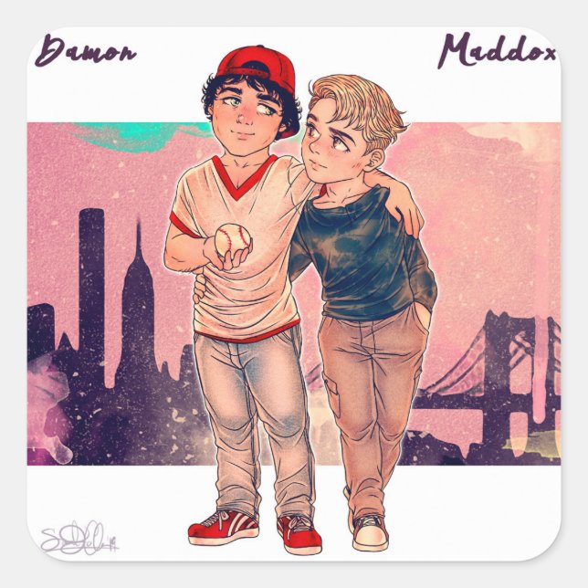 Damon y Maddox Pegatina (Anverso)