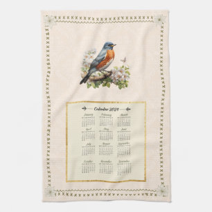 Dámpara de la toalla de calendario Robin Bird Peac