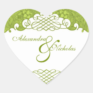 Dámpara floral verde y pegatinas de casamiento de 