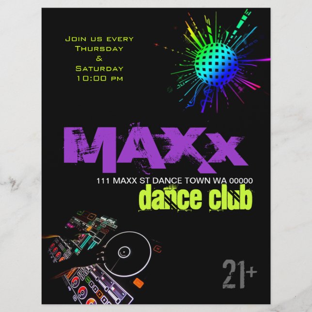 Dance Club DJ Disco Ball Flyer Invitation (Frente)