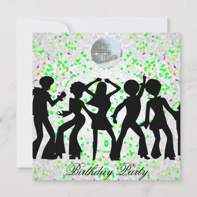 Dance Disco Invitación a la fiesta de cumpleaños (Anverso)