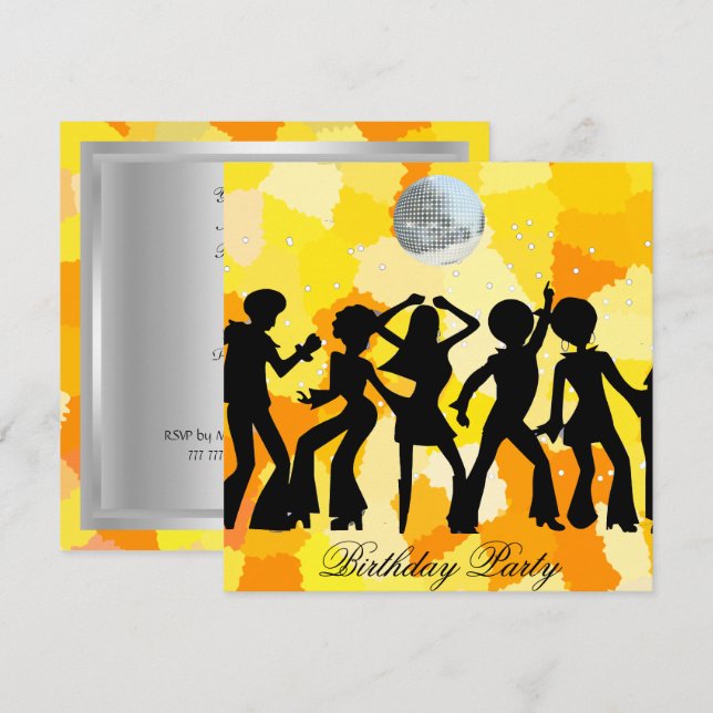 Dance Disco Invitación a la fiesta de cumpleaños (Anverso / Reverso)