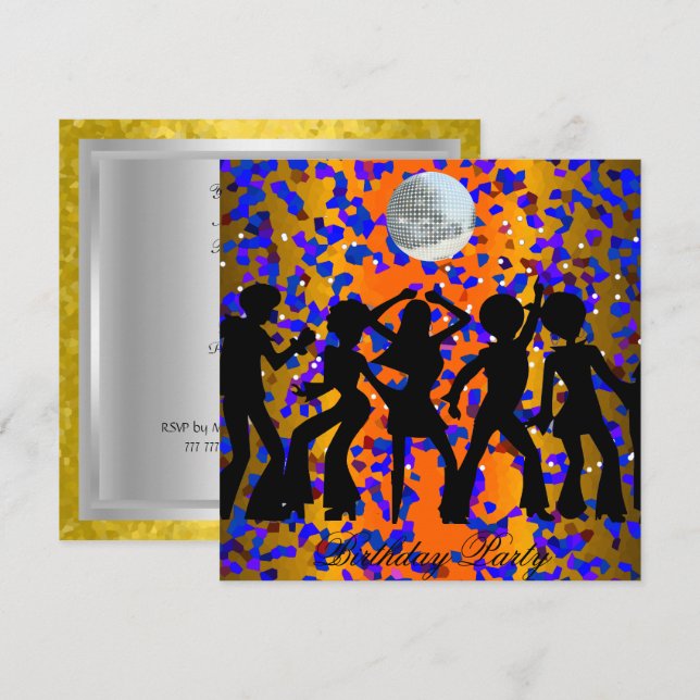 Dance Disco Invitación a la fiesta de cumpleaños (Anverso / Reverso)