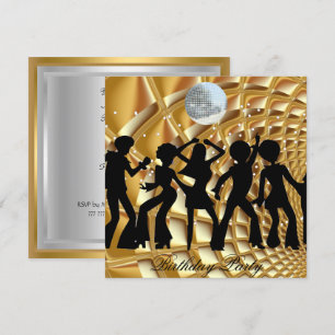 Dance Disco Invitación de oro a la fiesta de cumpl