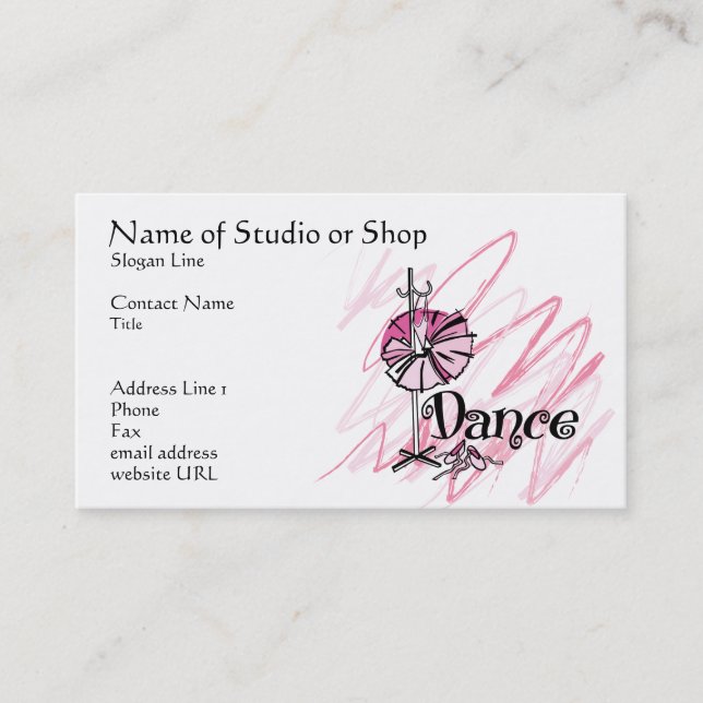 Dance Studio o Ver tarjeta de visita (Anverso)