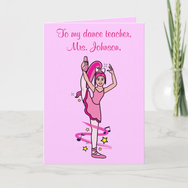 Dance Teacher Gracias Tarjeta De Personalizable (Anverso)